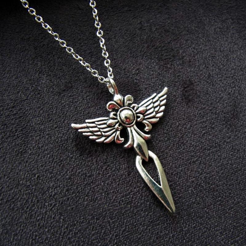 Vintage Cross Pendant Necklace - Antique Silver Plated Angel Wing Pendant - Hot Selling Accessories