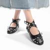 Sequined Rivet Bowknot Crocodile Leather Women Ballet Flats Comfort Mary Janes Dance Loafers Casual Girls Walking Shoes