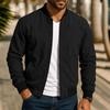 Mens Suede Jacket Stand Collar Zip-up Business Casual Solid Color Slim Fit