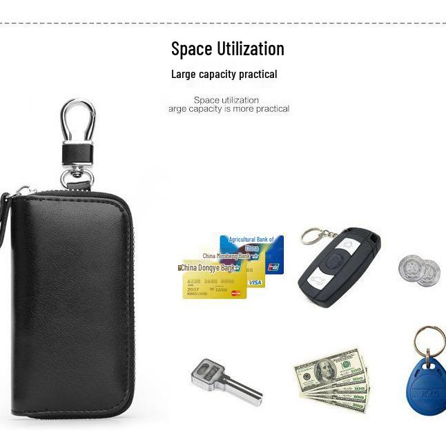 Large Capacity Zipper Key Pouch - Unisex, Waist Hanging, Multifunctional Key Holder with Buckle