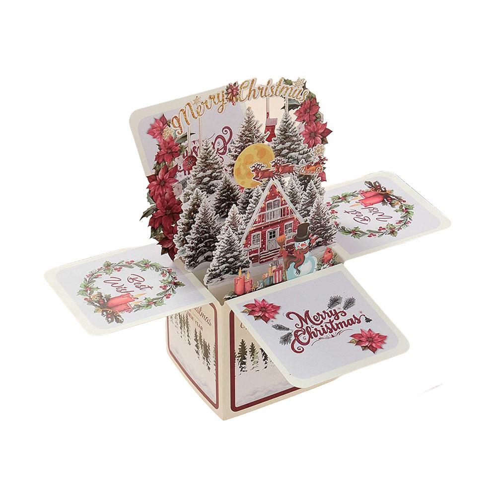 

High-end Merry Christmas Stereo Box 3d up Paper Sculpture Creative Holiday Gift Party Blessing Greeting Card Ornament