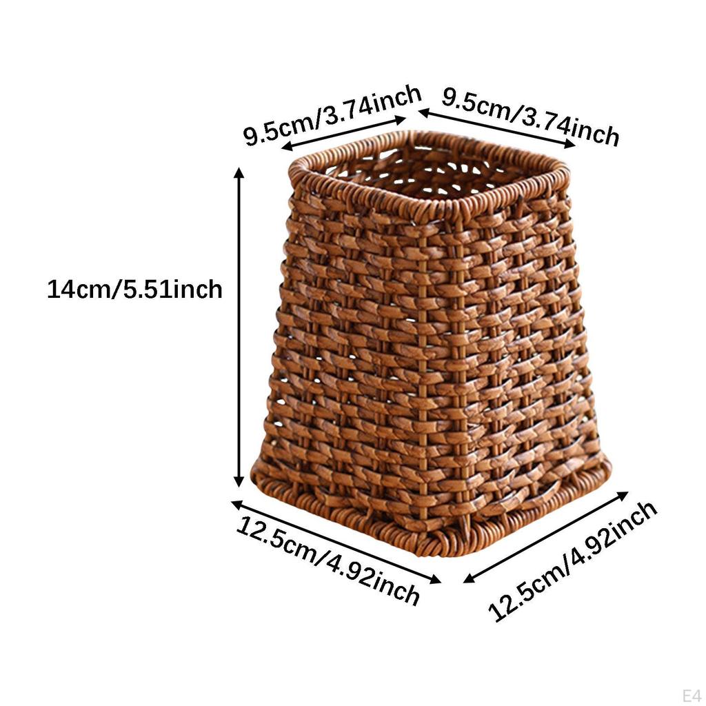 Cosmetic Brushes Holder Decorative Flower Vase Imitation Rattan Woven Portable Handcraft Desktop