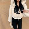 Abrigos y Chaquetas Cortos de Piel Sintética Peluda para Mujer Abrigo Mullido con Capucha Invierno Piel Chaqueta Corta