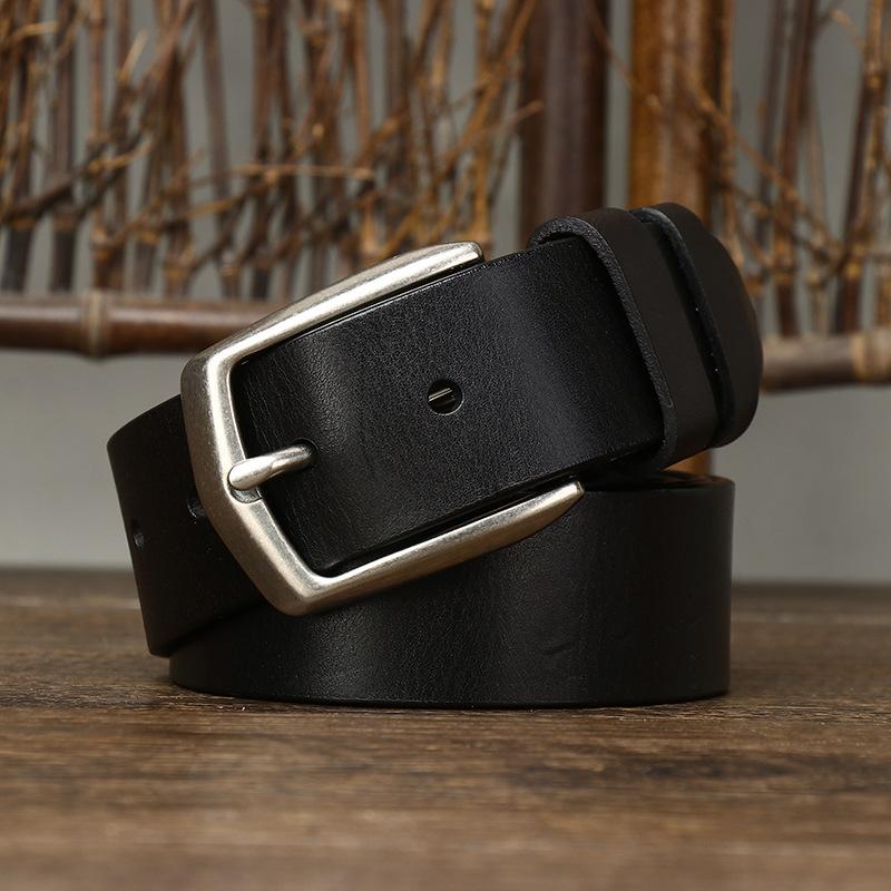 Belt Men's Korean-Style Simple Fashion First Layer Cowhide Oil Wax Leather Pin Buckle All-Match Light Luxury Casual Jeans Belt