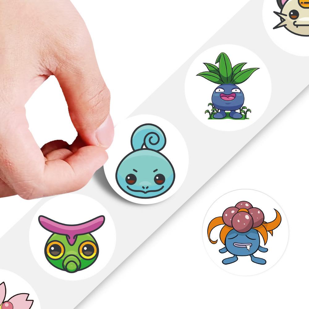 500pcs Roll Cartoon Pokemones Stickers Anime Diy Pvc Laptop Decals Decoration Stiker Children Reward Toy Girl Gift