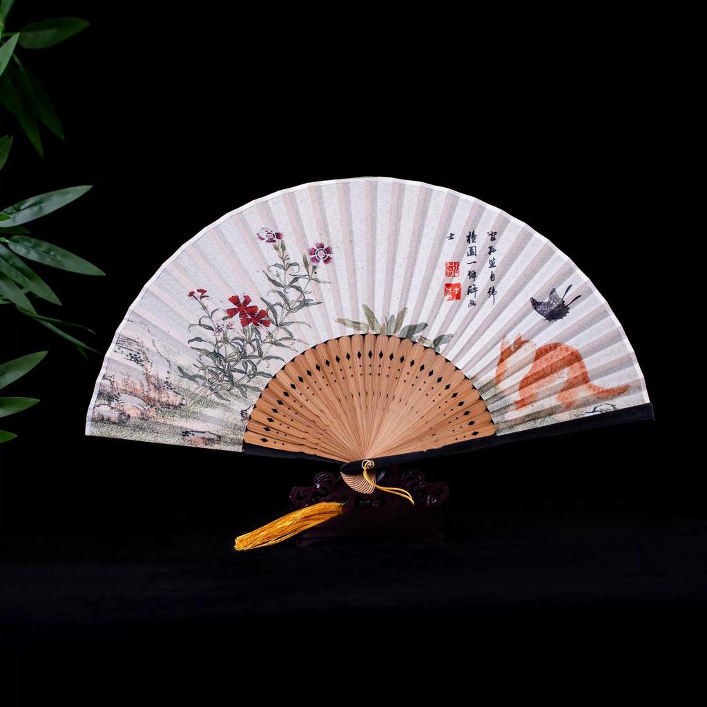 Japanese Folding Fan Handmade Decorative Kanagawa Wave Foldable Fan Handheld Vintage Hand Fans For Women Portable Folding F