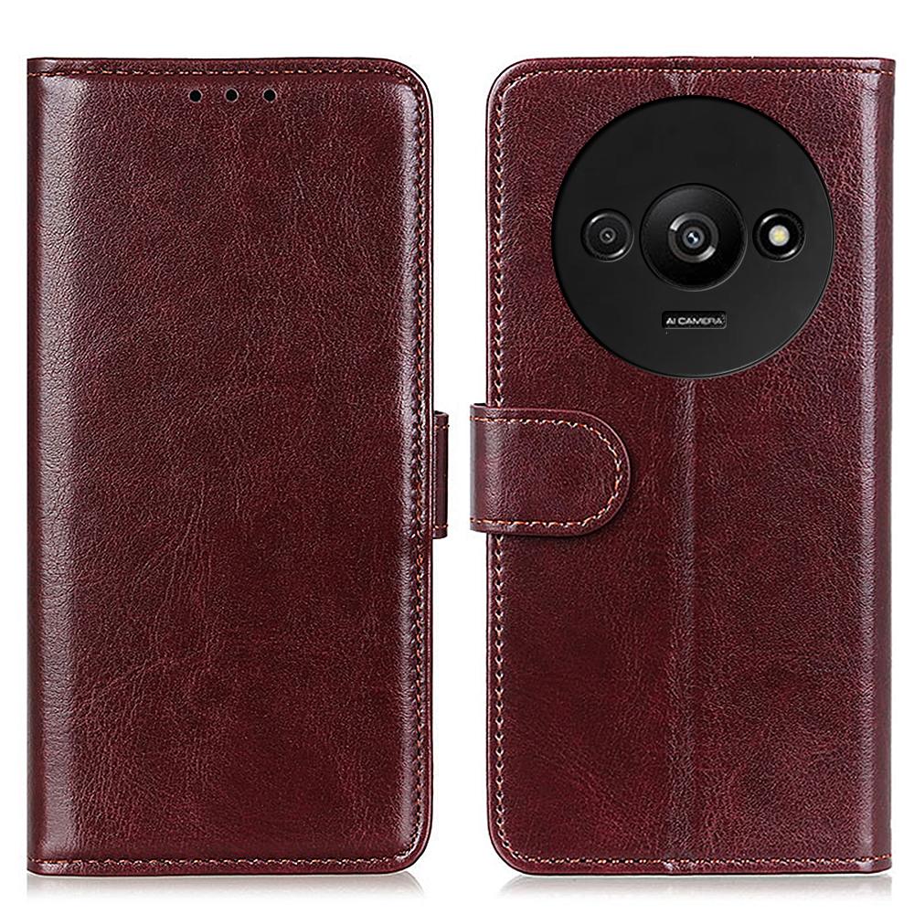 

Для Xiaomi Redmi A3 4G/Poco C61 4G Чехол Текстура Crazy Horse Горизонтальный откидной кожаный чехол для телефона Brown