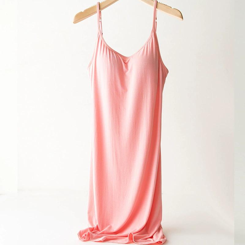 Nightdress with Chest Pads, Suspender Nightdress, Women's Plus Size, Bra Free Bra, Bra One, Wear Sexy Pajamas At Home, Midi Length