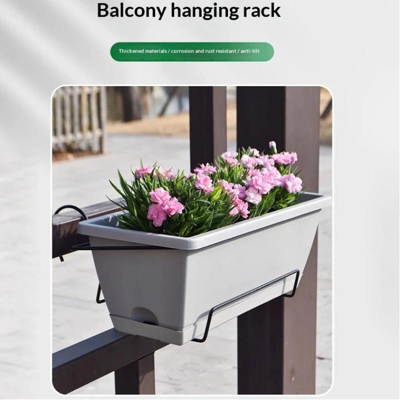 Platzsparendes rechteckiges Blumenampel-Hängegestell für Gemüse, leichter Stahl-Balkonpflanzenhalter für Zuhause