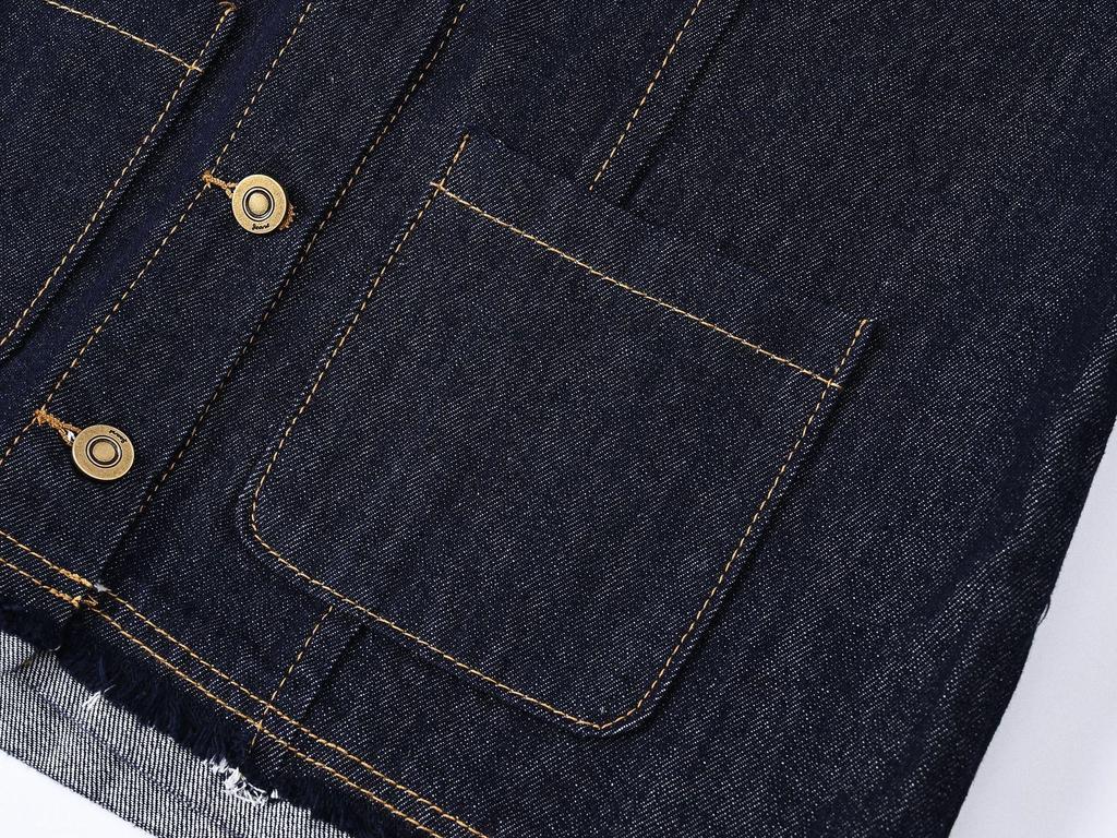 Temu Women's Small Deep Blue Denim Jacket – Fragrance Style, New Spring/Autumn Casual Round Neck Top