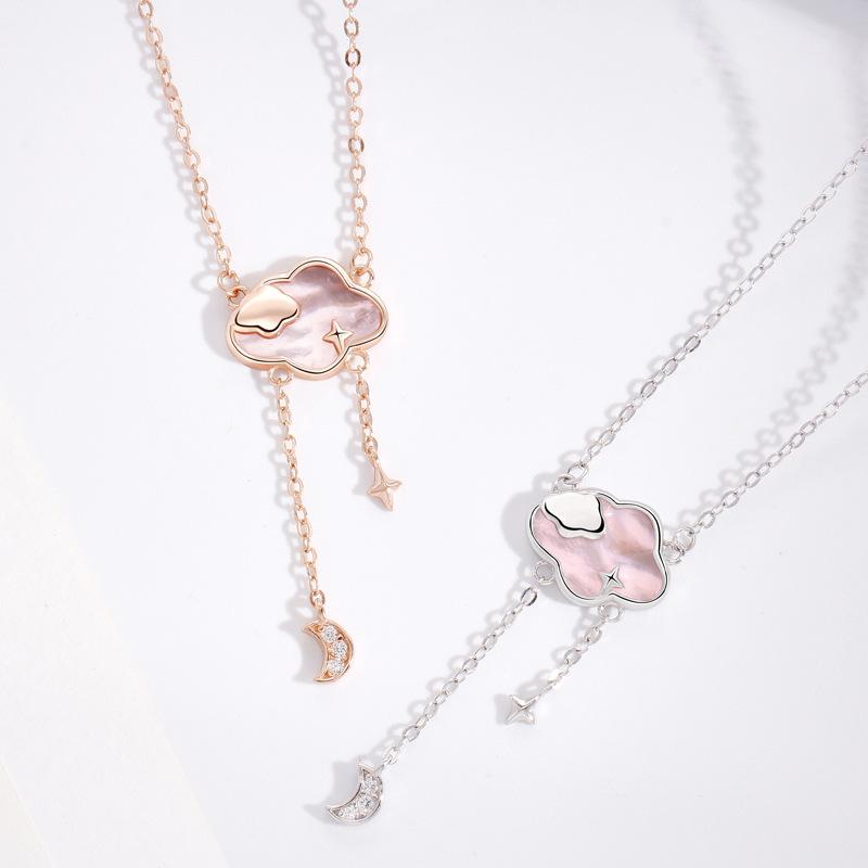 Nebula Hanging Moon Necklace Female Niche Exquisite Fresh And Sweet Ins Wind Cloud Star Moon Fringed Necklace Premium