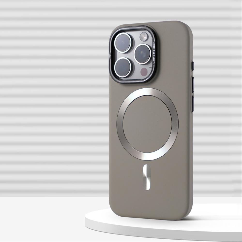Luxury Alloy Lens Holder Slim Magnetic Hard Case For iPhone 16 15 Pro Max 14 13 For Magsafe Wireless Charge Solid Color Cover