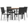 VidaXL Mobilier à dîner de jardin et coussins 5pcs Noir Résine tressée 3184988