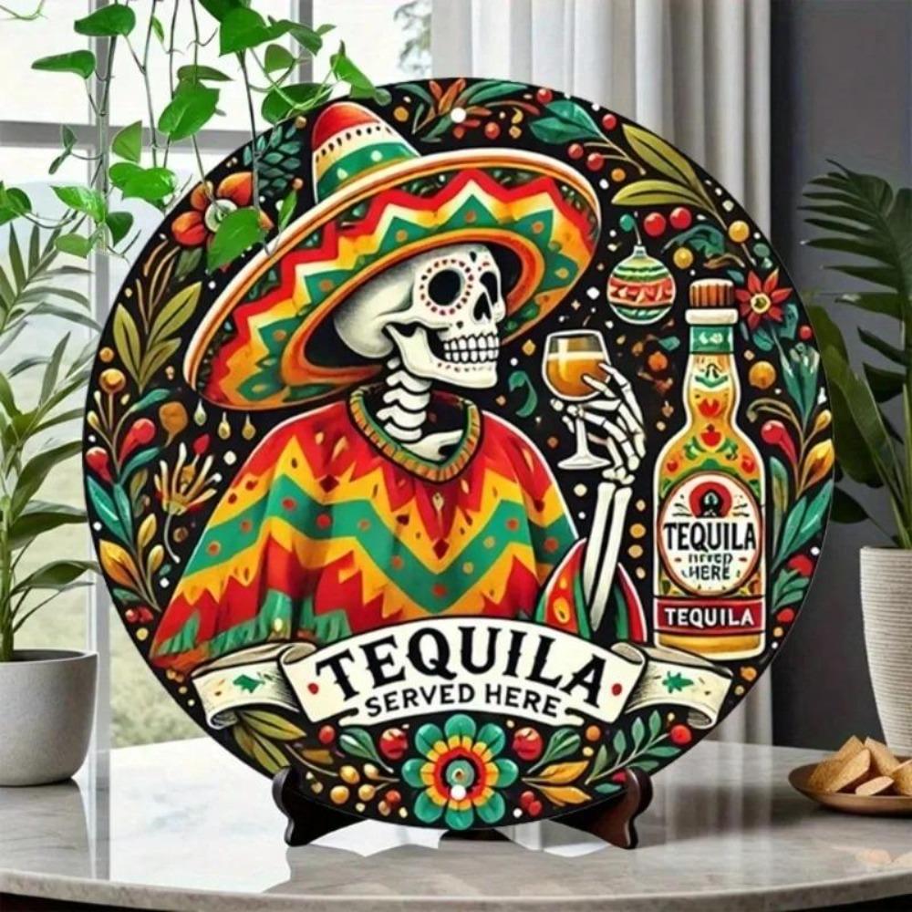 Metal Wall Decor Vintage Skeleton Hat Art for Home Bar Cafe Halloween