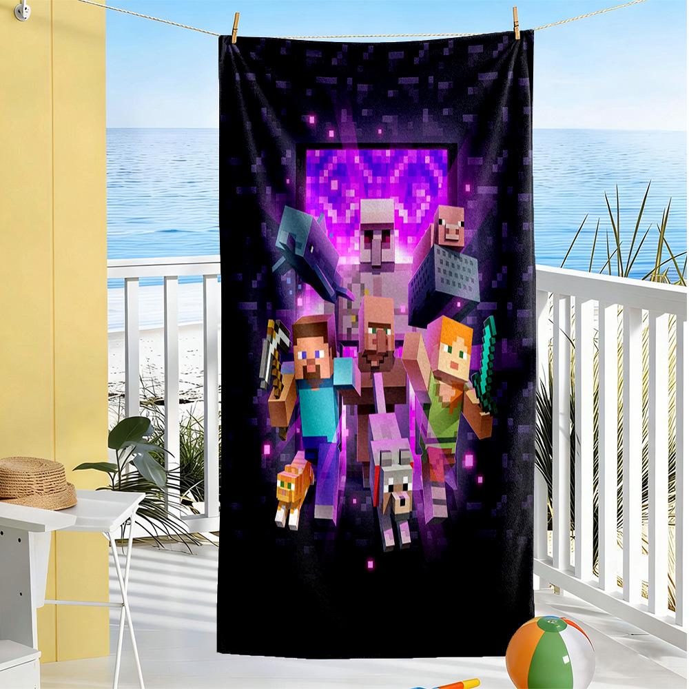Minecraft Beach Towel High Absorbency & Quick-Dry Comfortable Lightweight Portable for Swimming,Beach,Camping, Travel, Beach Accessories,Gym