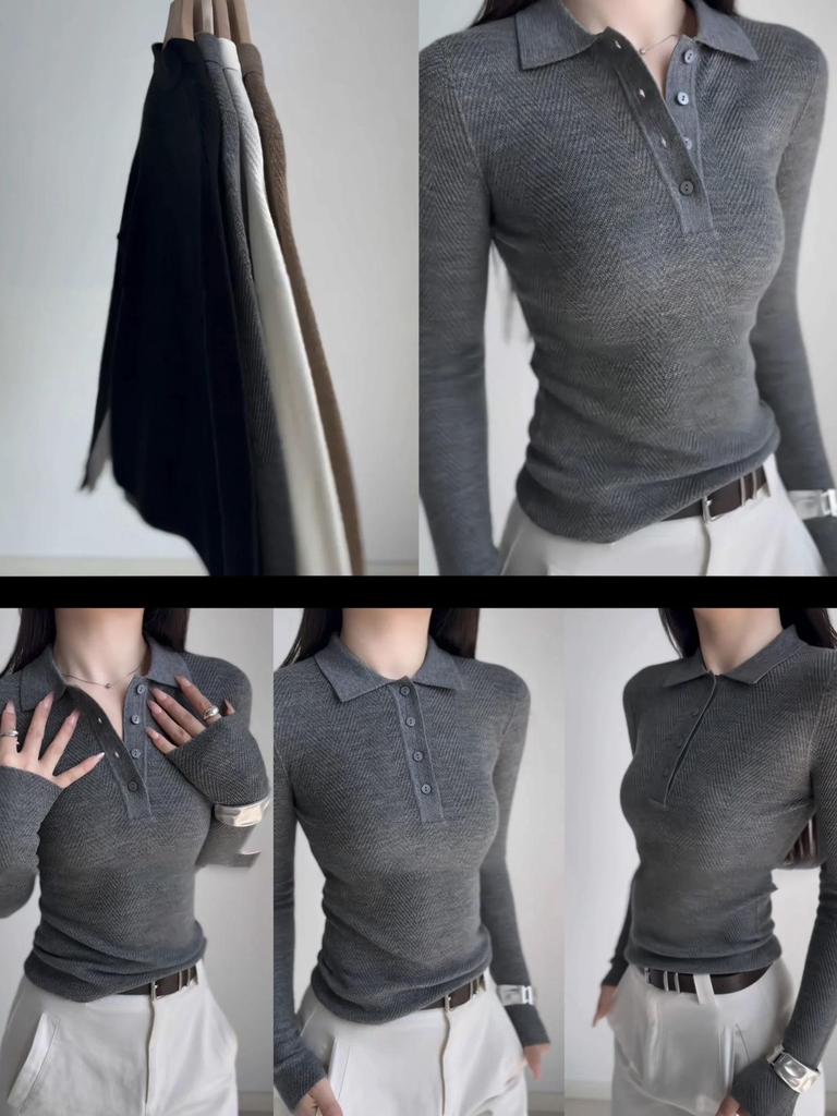 Women's Seamless Fishbone Pattern Sweater - 100% Pure Wool, Autumn/Winter Knit Base Layer