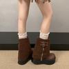 Thick-soled Lamb Wool Tall Snow Boots Women's 2025 Autumn and Winter Small Man Heightening Trouser Boots Plush Plush Boots
