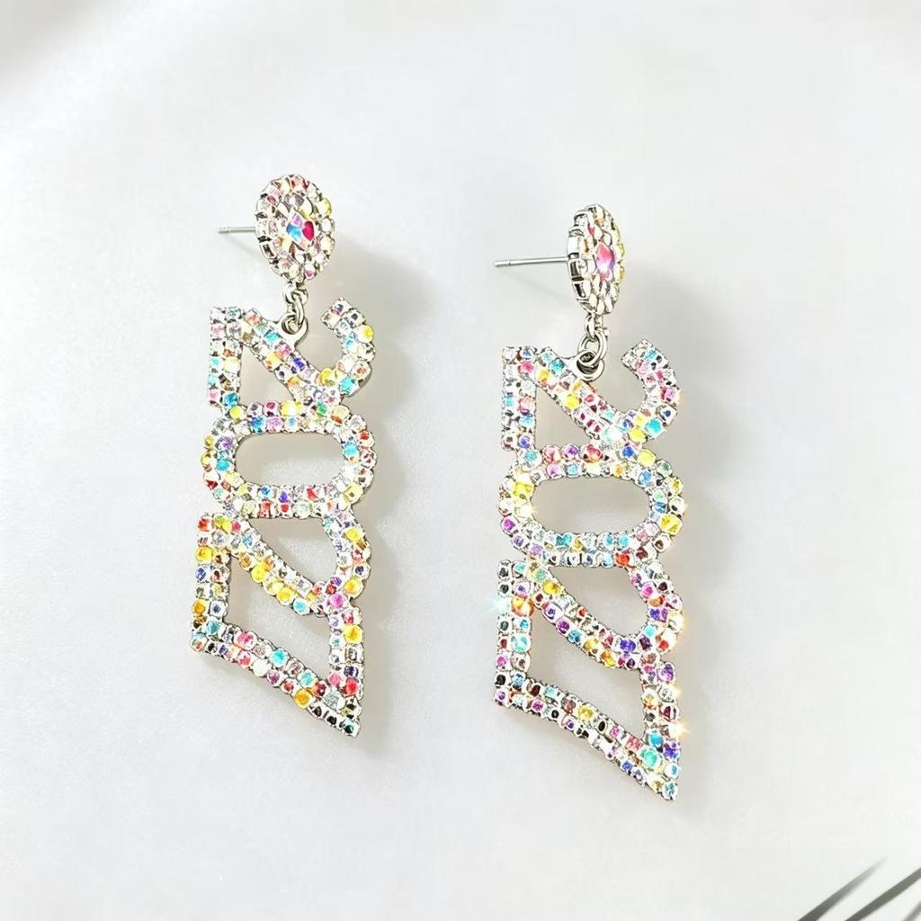 Sparkling 2027 Number Rhinestone Earrings for Women New Year Party Dangle Drop Earrings Fashion Jewelry Gift