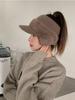 Warm Empty Top Hat Women's Autumn and Winter Ponytail Knitted Baseball Cap Thickened Outdoor Riding Cold Ear Protection Cap