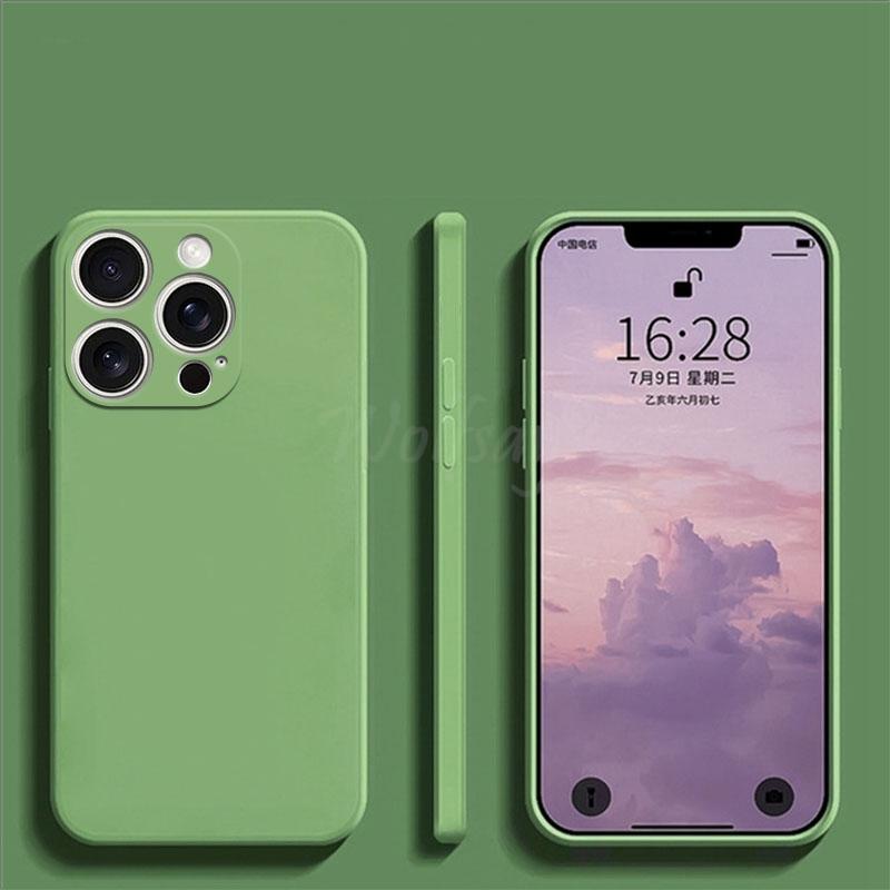For iPhone 16 Pro Max Case Liquid Silicone Original Plain Rubber TPU Protect Case For iPhone 16 15 Pro Max Cover TPU Shockproof