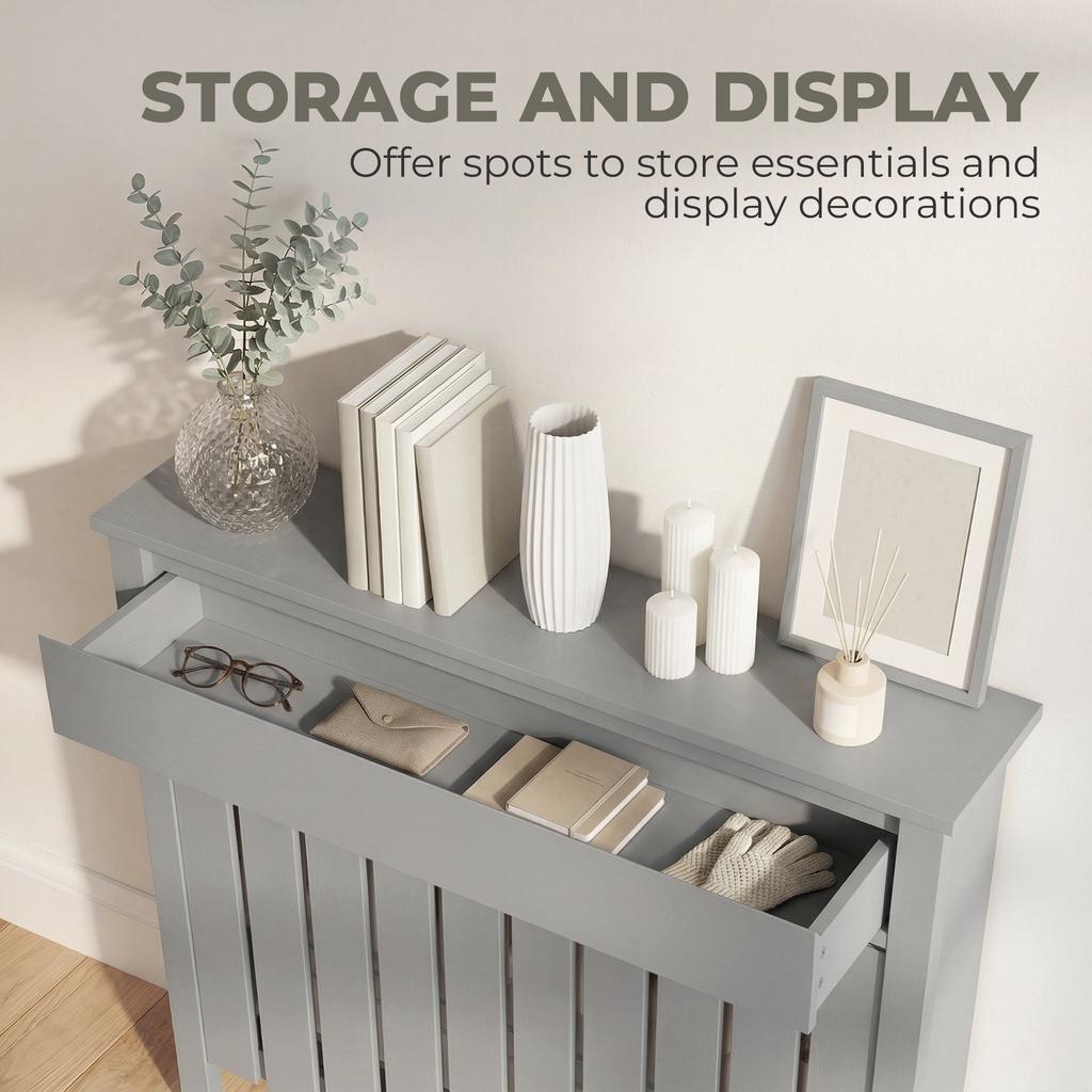 93 X 88.5cm Rustic Look Radiator Cover Grey