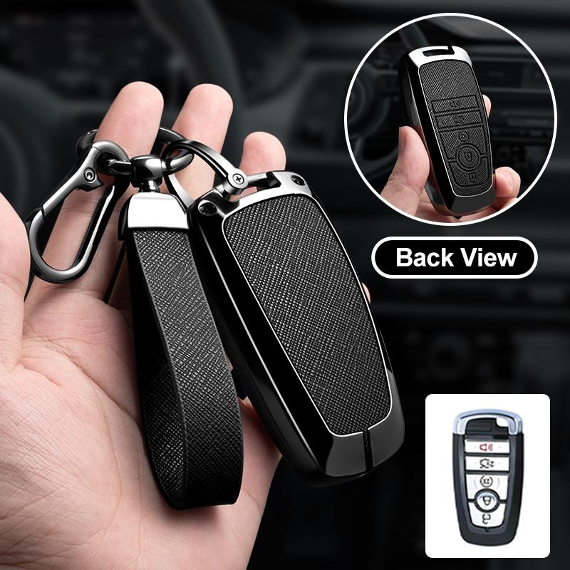 Zinc Alloy Leather Car Remote Key Case Cover For Ford Fusion Mustang Expedition F-450 F-350F150 Edge Explorer Mondeo Mk5 Focus