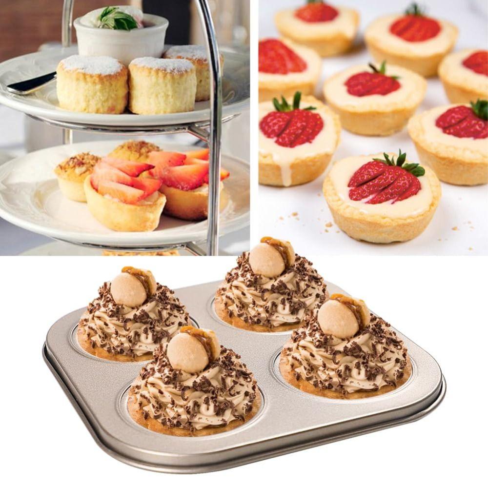 Non-Stick Coating Cupcake Baking Pan 4-Cavity Baking Mold Pan Durable Muffin Pan Oven Baking