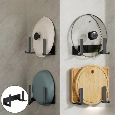 1/2/3/4ks Prostorově úsporné nástěnné víko na hrnce a stojan na kuchyňské nádobí s háčkem