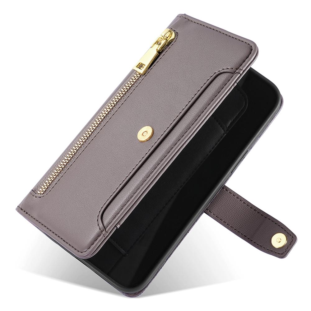For Motorola Moto G45 5G/G34 5G Leather Case with Shoulder Strap Zipper Wallet Phone Cover