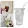 Coffee Mugs Milk Cup Glass Material Striped Glass Cup with Straw Drinking Cup Juice Cup Glass Material for Any Occasion