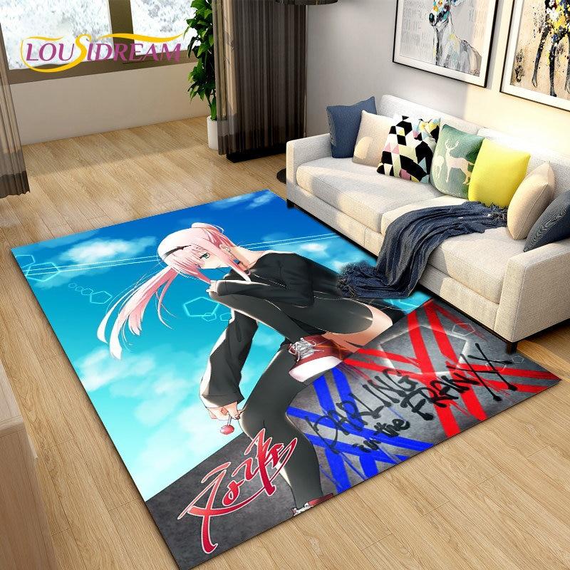 Zero Two DARLING In The FRANXX Anime Area Rug,Carpet Rug for Living Room Bedroom Sofa Doormat Decoration, Kid Non-slip Floor Mat