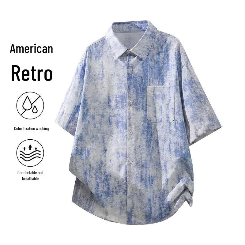 VUUG Men s Tie-Dye Short-Sleeved Shirt S