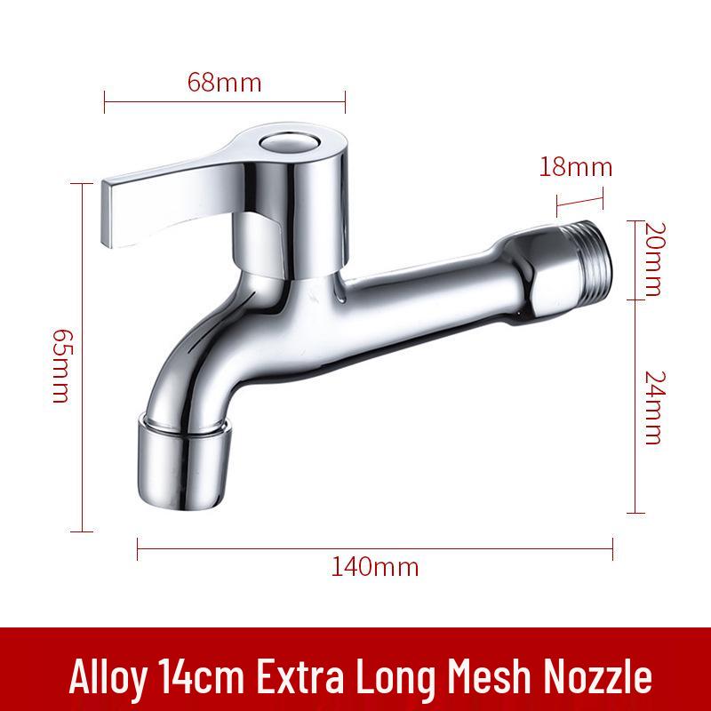 Copper Outdoor Washing Machine Faucet with Quick-Open Extended Spout, 4-Point Connect, 304 Stainless Steel, One-In Two-Out Design.