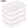 2/4/6 Refrigerator Organizer Storage Fresh-keeping Box Plastic Microwave Lunch Box Sealed Portable Partition Box Fruit Meat Storage Box 4 Compartments