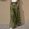 INCERUN Men Zipper High Waist PU Leather Pants Casual Long Trousers with Pockets