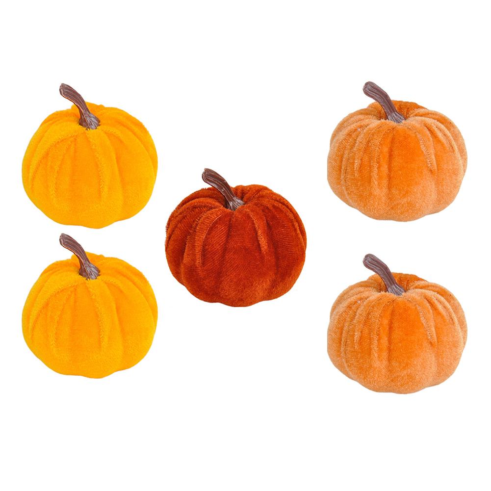Velvet Artificial Pumpkins 5 Vibrant Fall Decorations For Halloween Party Thanksgiving Home Table Decoration Autumn DIY Craft