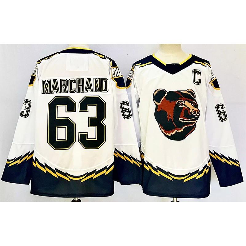 Mens Retro Embroidered Ice Hockey Jersey Team Bear 63 Training Uniform Adult Players