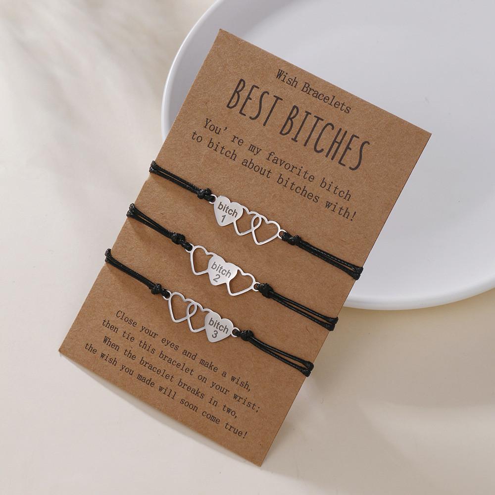 Best Bitch Card Bracelet With Heart Pendant For Gift And Travel Souvenirs