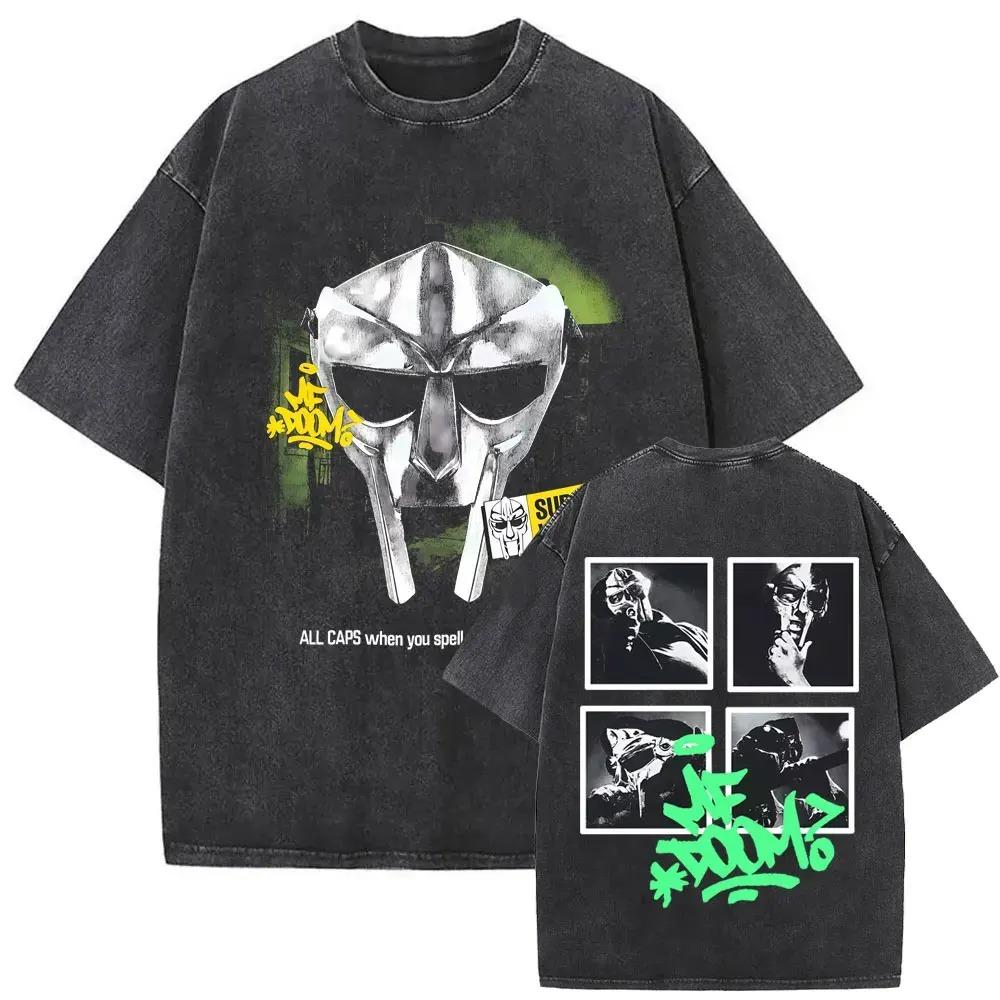 

Washed Comfortable Breathable Women Unisex Trendy MF DOOM MMFOOD DoubleSided Cartoon Breakfast Scene Vintage BlackGray TShirt 2XL