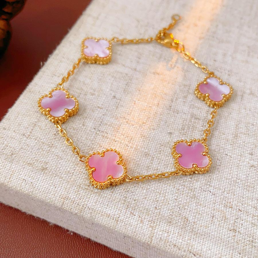 Women's Four-leaf Clover Bracelet Zircon Flower Bracelet Fashionable Exquisite Bracelet Temperament High-end Hand Jewelry