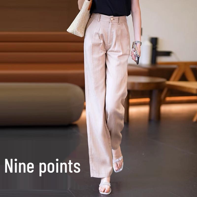 

2025 Women s Pink High-Waisted Wide-Leg Pants - Slimming and Versatile Summer Fashion 3XL (135-145 jin)