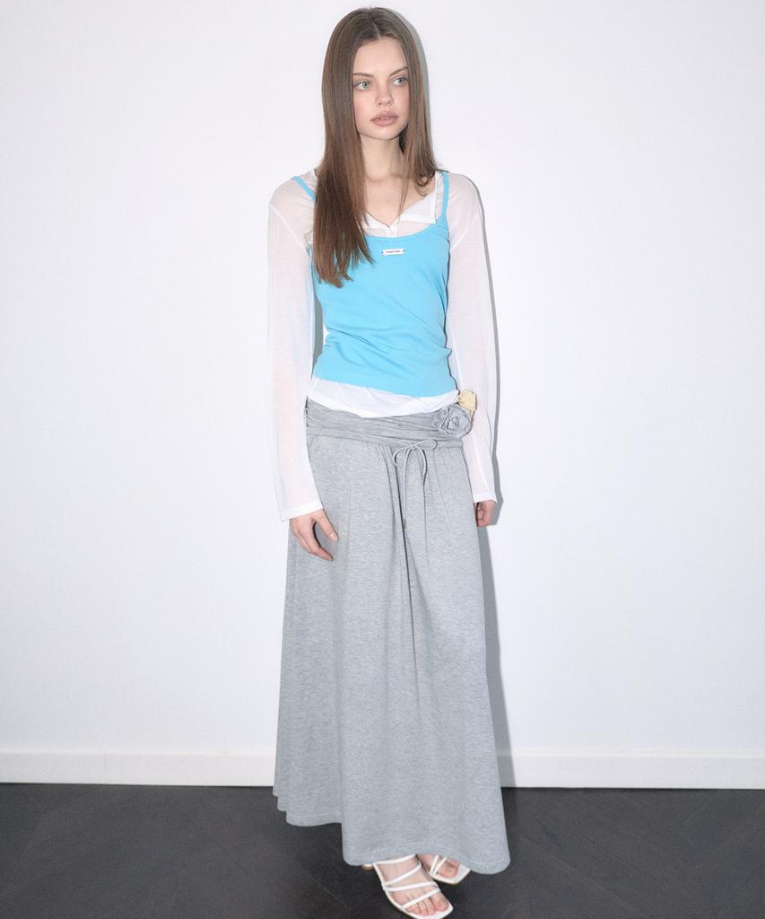 Margarine Fingers Shirring Jersey Maxi Skirt (Melange)