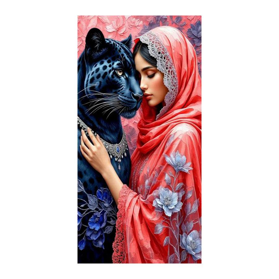 Woman and Black Panther Large Size Diamond Painting New Collection Animals Diy Full Drill Rhinestone Embroidery Mosaic Cross Stitch Kits