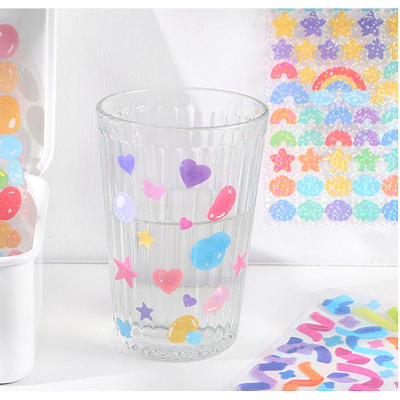 2 Pcs Color Fantasy Series Decorative PVC Laser Stickers Scrapbooking Stick Label Diary Stationery Album Rainbow Ribbon Sticker