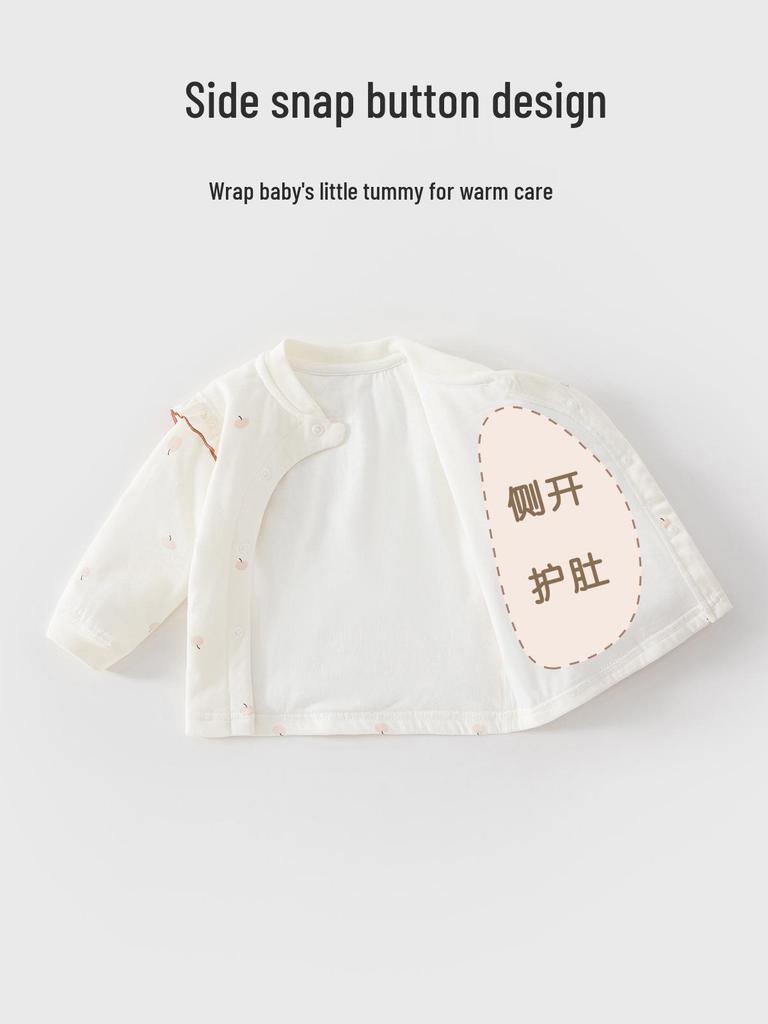 Klasse A Baumwolle Baby Langarm-Oberteil & High-Waist Hose Set, Druckknöpfe, Ganzjahresartikel, Leicht, Neugeborenen Unterwäsche