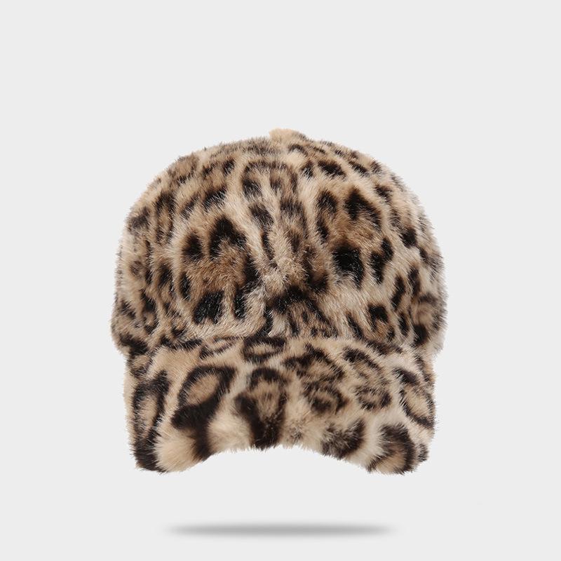 Leopardenmuster Baseballkappe Damen Plüsch Kunstpelz Warm halten Winter Damenkappe Outdoor Vintage Snapback Hüte für Damen