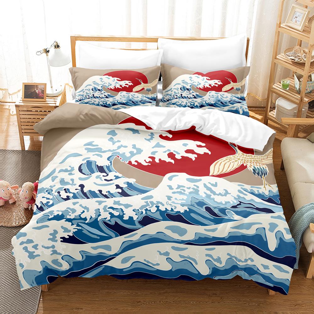 3D Summer Sailing With Waves   Bedding Sets Duvet Cover Set With Pillowcase Twin Full Queen King Bedclothes Bed Linen