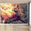 1pc Pop Art Style Fox On a Branch Tapestry, Polyester Fabric, Machine Washable, Suitable for Bedroom and Living Room Decoration