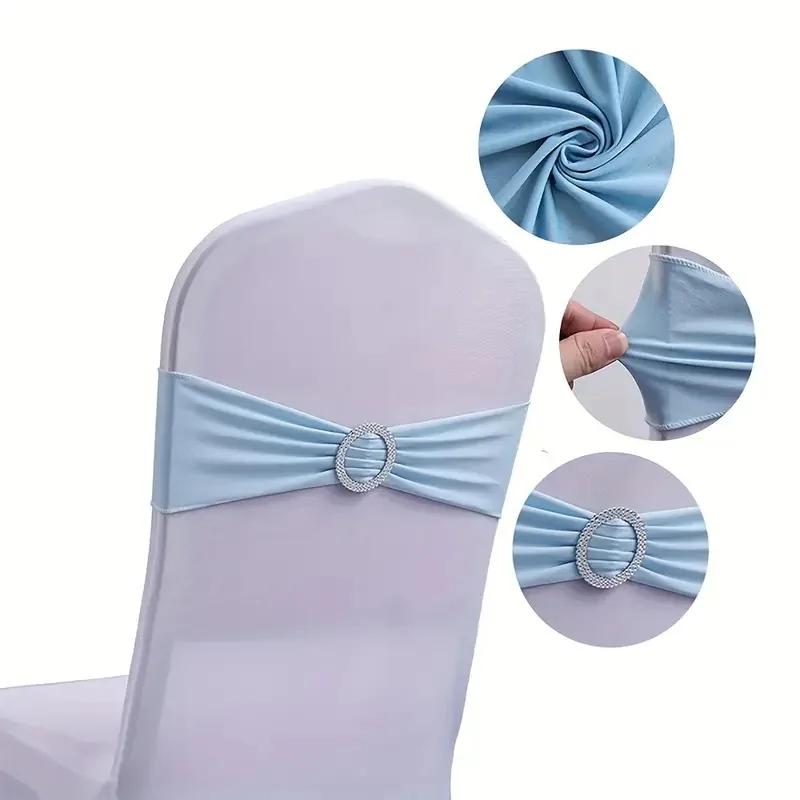 

10pcs Wedding Chair Decoration Birthday Party Chair Sash Bow Tie Bands Spandex With Round Buckles For Hotel All Banquet Chairs 50pcs небесно-голубой