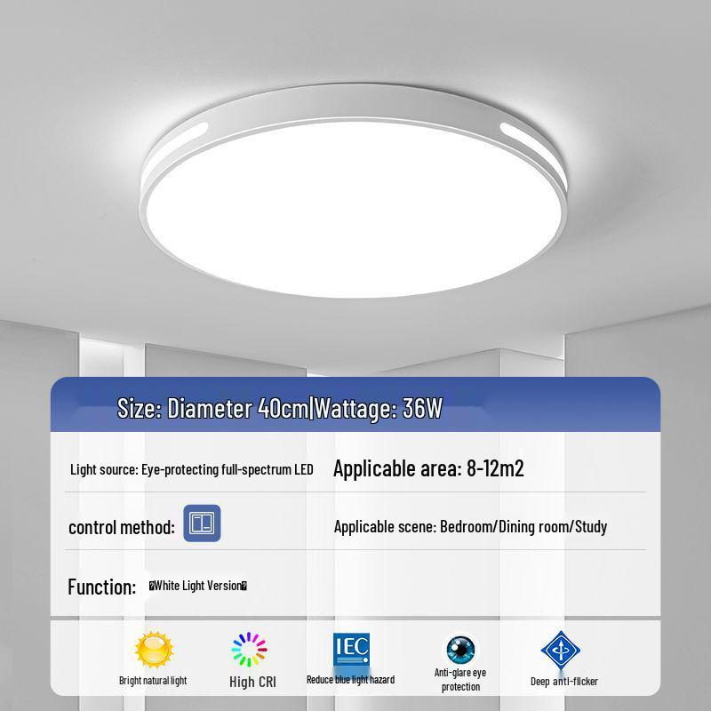 LED Ceiling Light: Ultra-Thin, Modern Round Lighting for Living Room, Bedroom, Dining, and Study Rooms